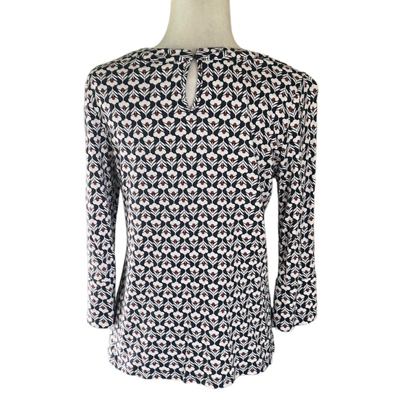 Boden Althea Petal Head Geometric Floral Keyhole 3/4 Sleeve Tee - 8 - Picture 6 of 13